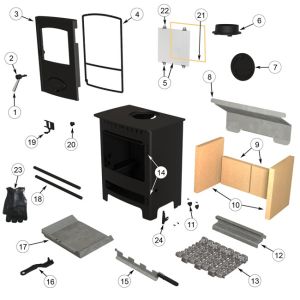 Aarrow Acorn 4kw Multi Fuel Stove – Series 1 - Glass Clips