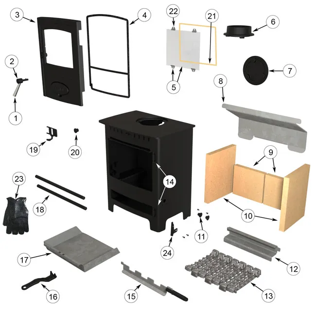 Aarrow Acorn 4kw Multi Fuel Stove – Series 1 - Glass Clips